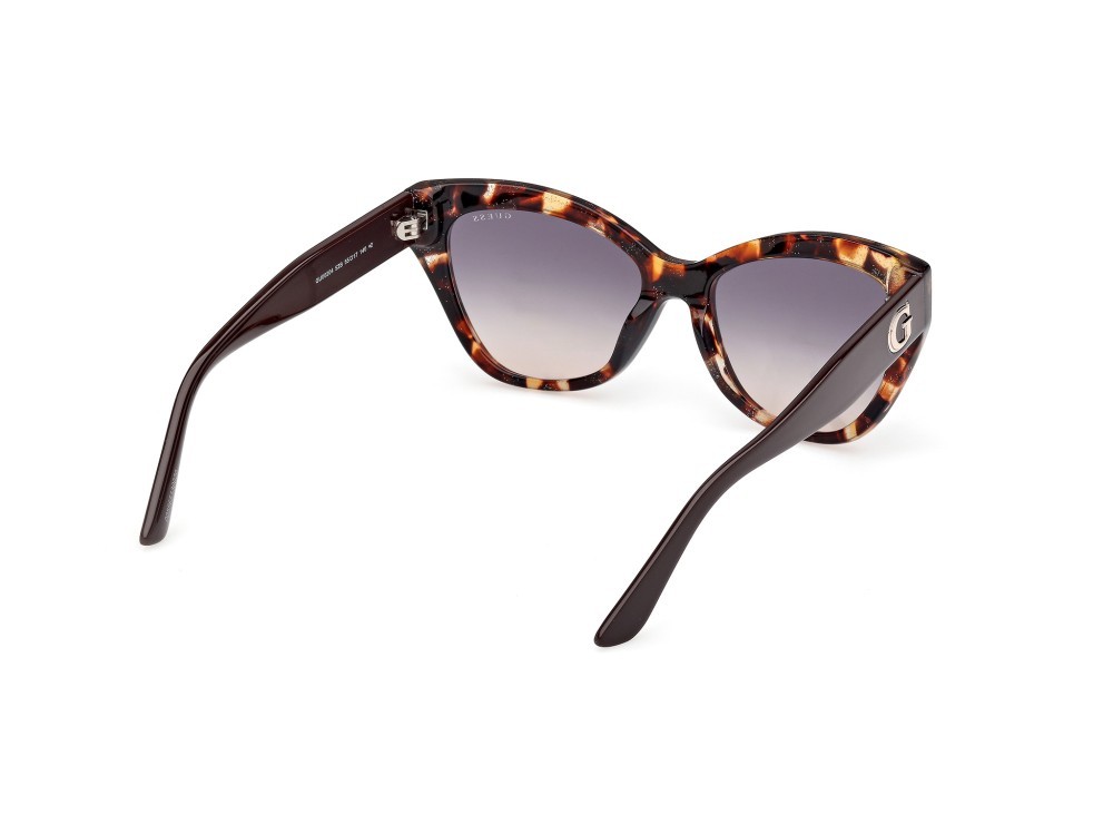Occhiali da sole Guess GU00204 (52B) colore avana scura / marrone scuro lucido forma farfalla lenti fumo grad.