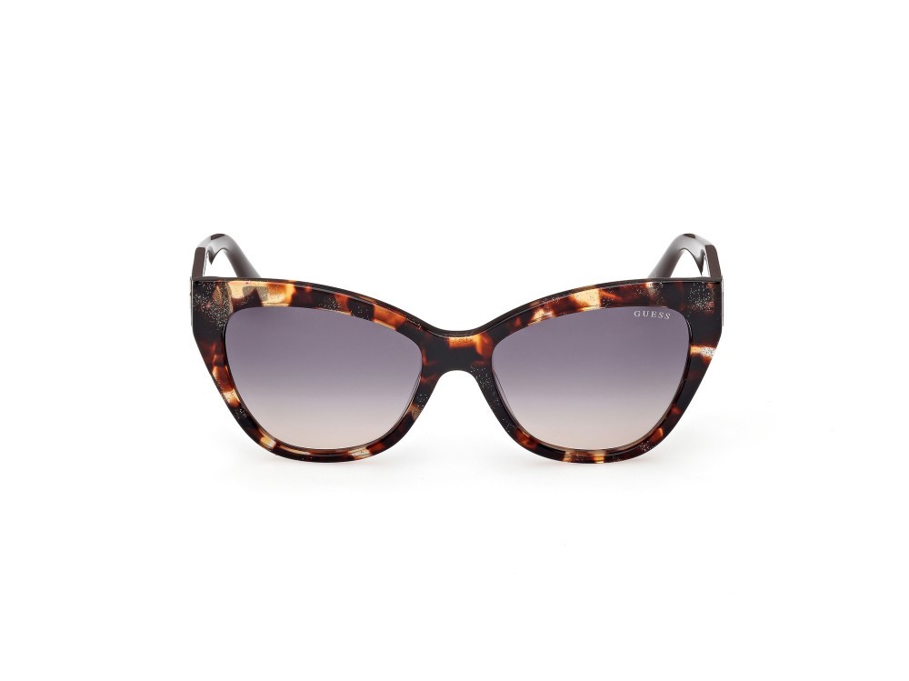 Occhiali da sole Guess GU00204 (52B) colore avana scura / marrone scuro lucido forma farfalla lenti fumo grad.