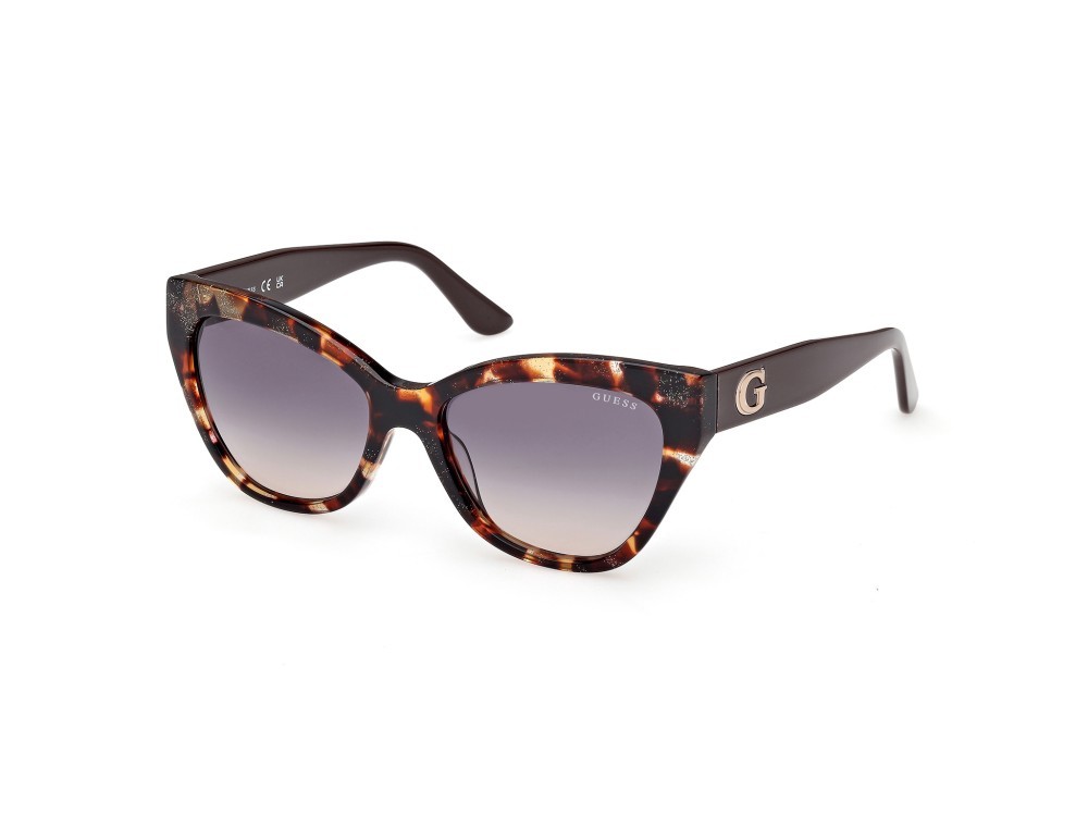 Occhiali da sole Guess GU00204 (52B) colore avana scura / marrone scuro lucido forma farfalla lenti fumo grad.
