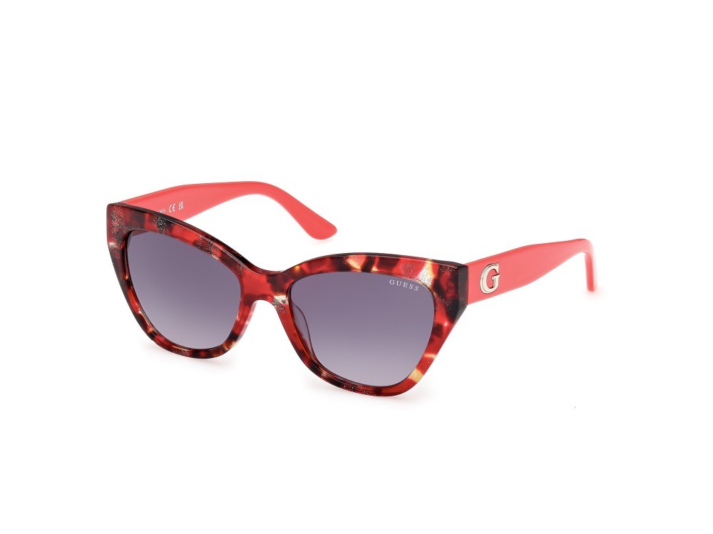 Occhiali da sole Guess GU00204 (54B) colore avana rossa / rosso chiaro lucido forma farfalla lenti fumo grad.