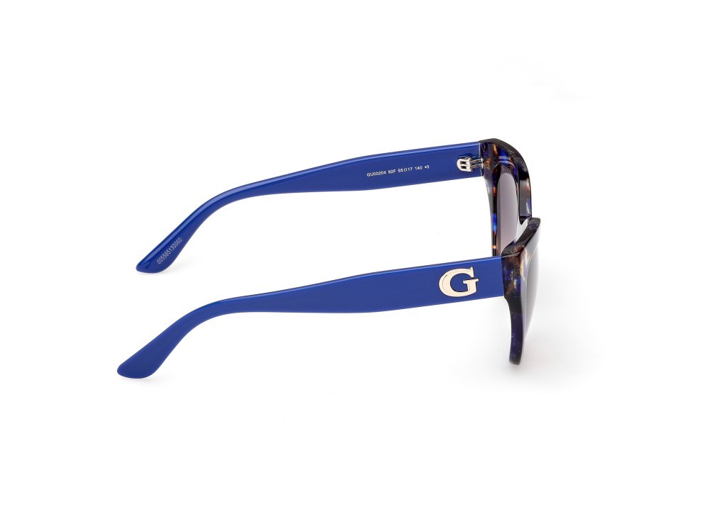 Occhiali da sole Guess GU00204 (92F) colore blu/avana - blu lucido forma farfalla lenti marrone sfumato