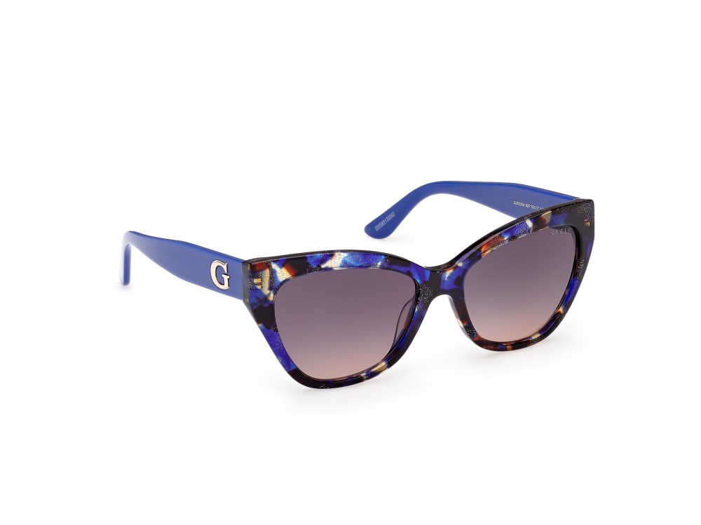 Occhiali da sole Guess GU00204 (92F) colore blu/avana - blu lucido forma farfalla lenti marrone sfumato