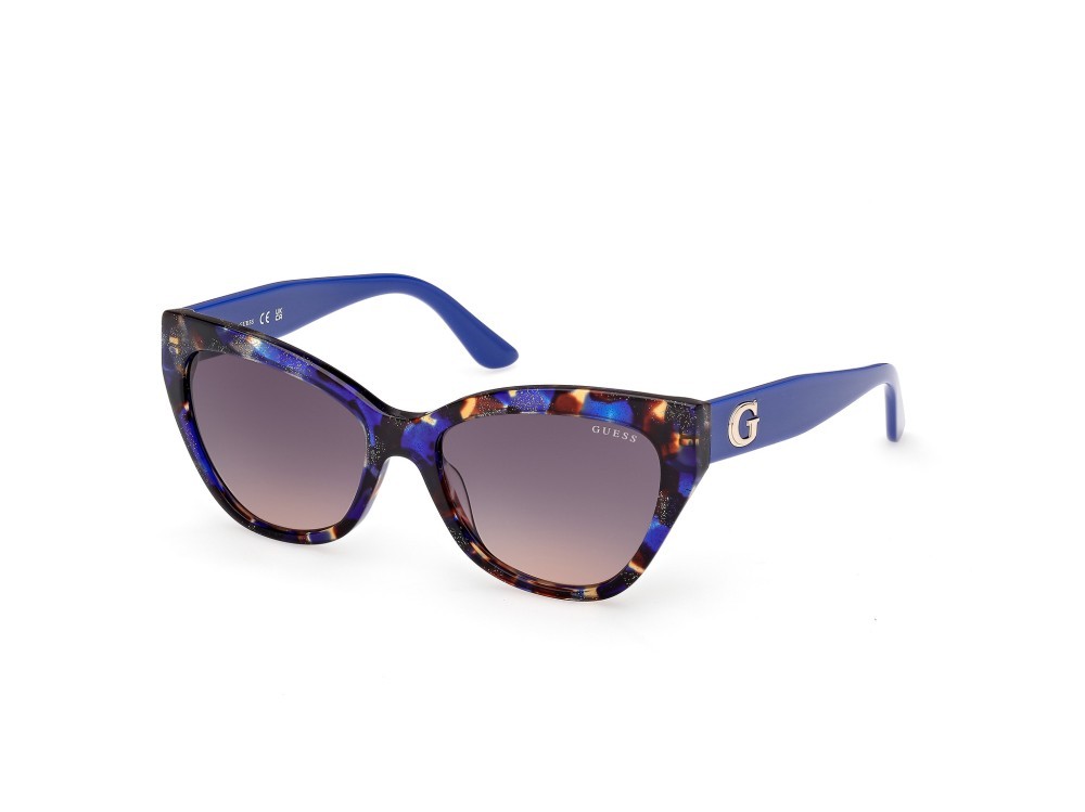 Occhiali da sole Guess GU00204 (92F) colore blu/avana - blu lucido forma farfalla lenti marrone sfumato