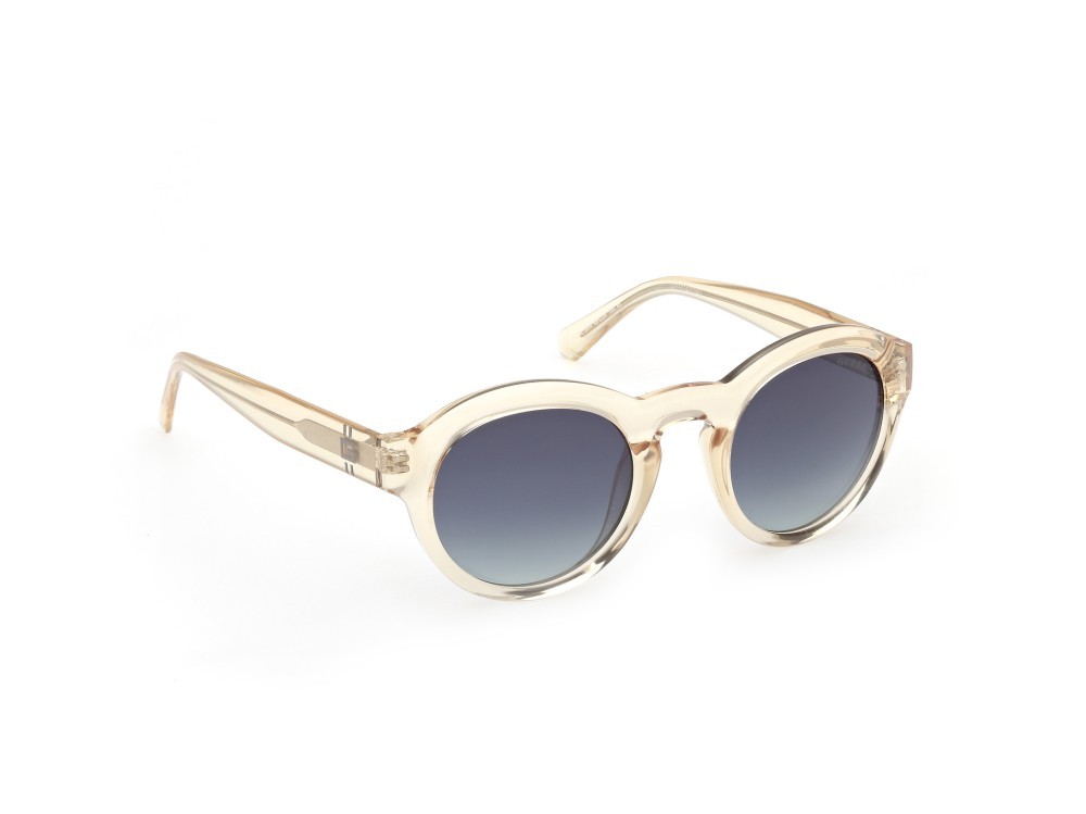 Occhiali da sole Guess GU00205 (39W) colore giallo chiaro lucido forma rotondo lenti blu sfumato