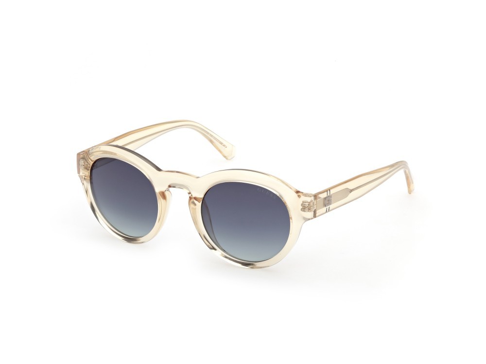 Occhiali da sole Guess GU00205 (39W) colore giallo chiaro lucido forma rotondo lenti blu sfumato