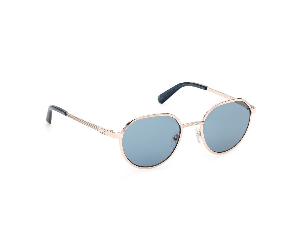 Occhiali da sole Guess GU00207 (32V) colore oro pallido lucido forma rotondo lenti blu