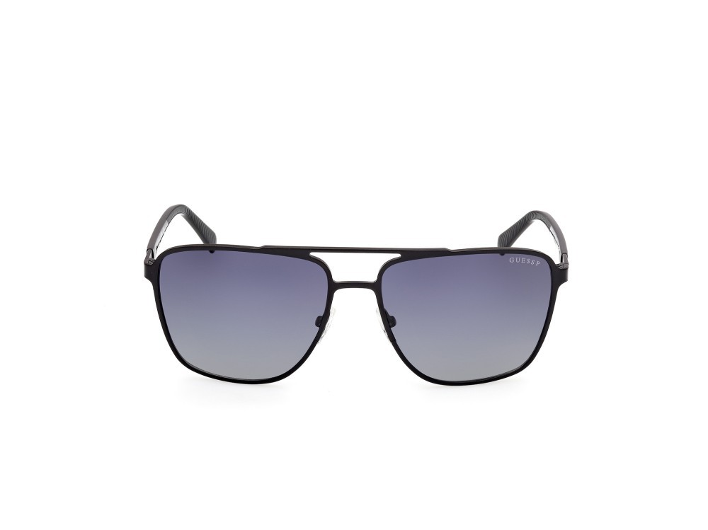 Occhiali da sole Guess GU00210 (02D) colore nero opaco forma navigator lenti fumo polar.