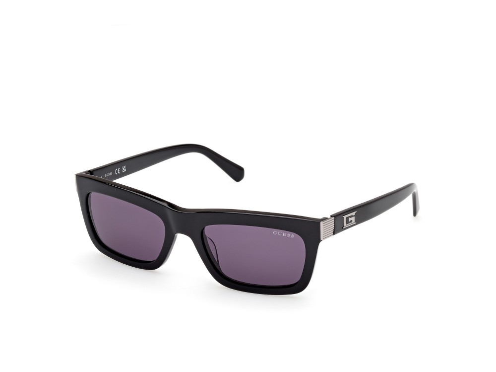 Occhiali da sole Guess GU00212 (01A) colore nero lucido forma rettangolare lenti fumo