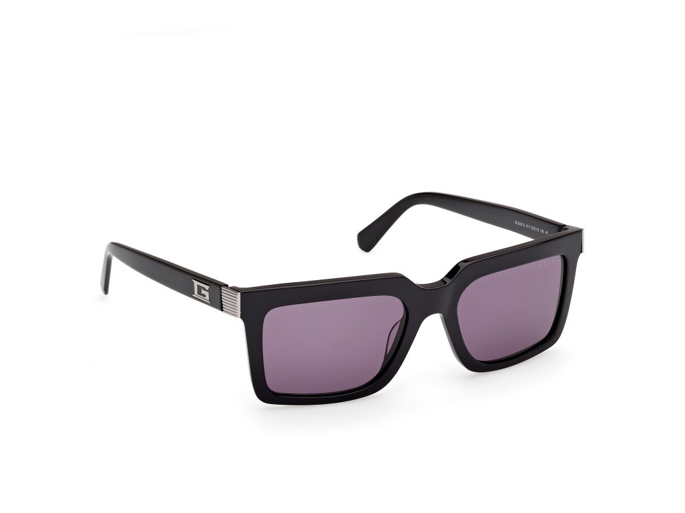 Occhiali da sole Guess GU00213 (01Y) colore nero lucido forma rettangolare lenti viola