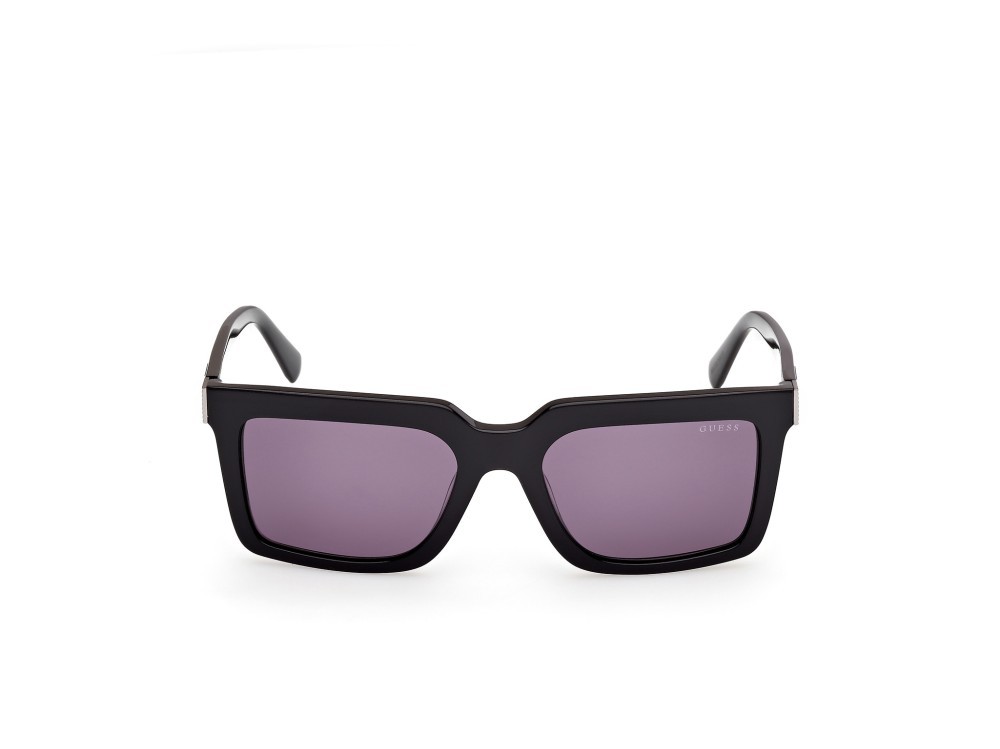 Occhiali da sole Guess GU00213 (01Y) colore nero lucido forma rettangolare lenti viola
