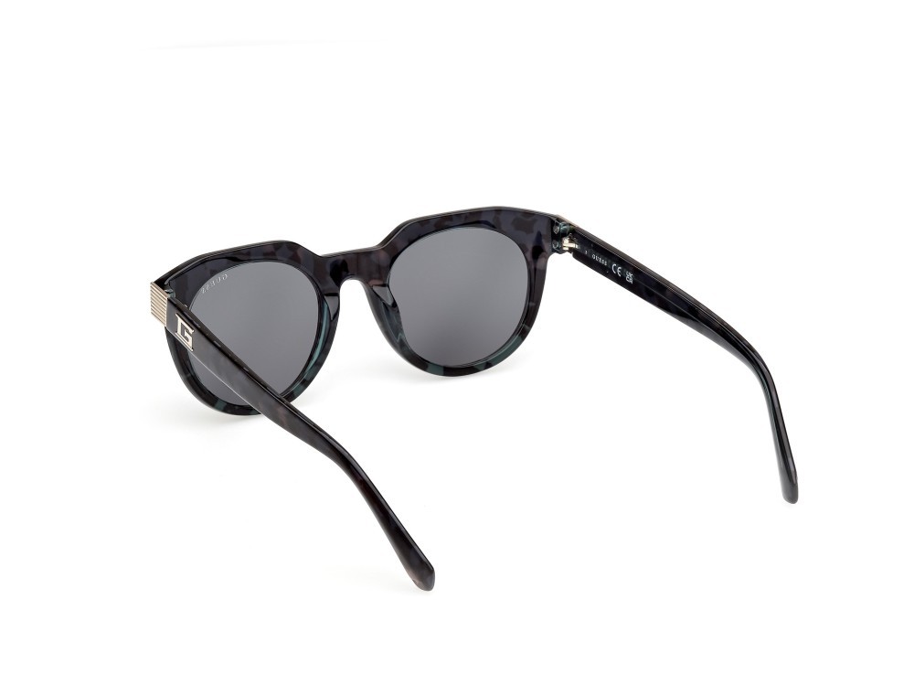 Occhiali da sole Guess GU00214 (98V) colore verde scuro/avana  forma rotondo lenti grigio