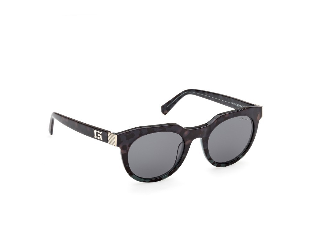 Occhiali da sole Guess GU00214 (98V) colore verde scuro/avana  forma rotondo lenti grigio