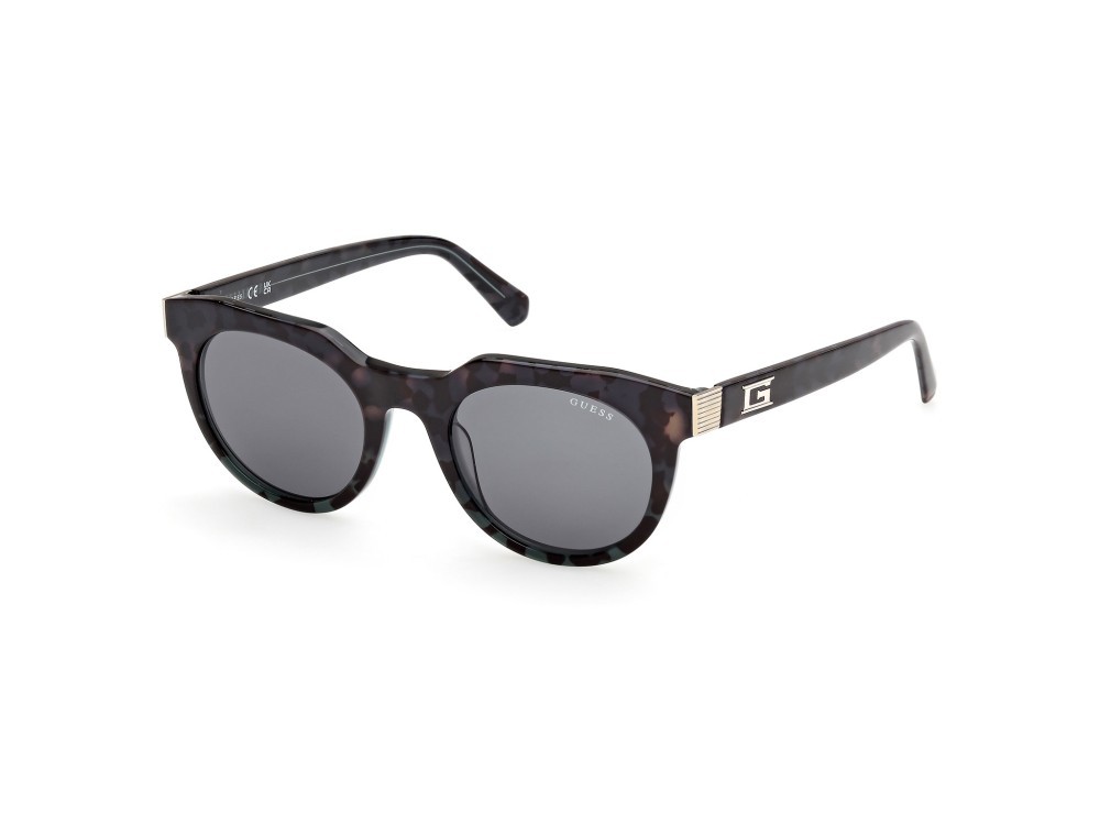 Occhiali da sole Guess GU00214 (98V) colore verde scuro/avana  forma rotondo lenti grigio