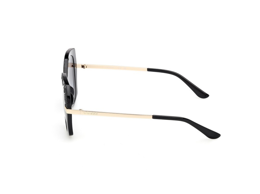 Occhiali da sole Guess GU00215 (01B) colore nero lucido - oro pallido lucido forma rotondo lenti fumo grad.