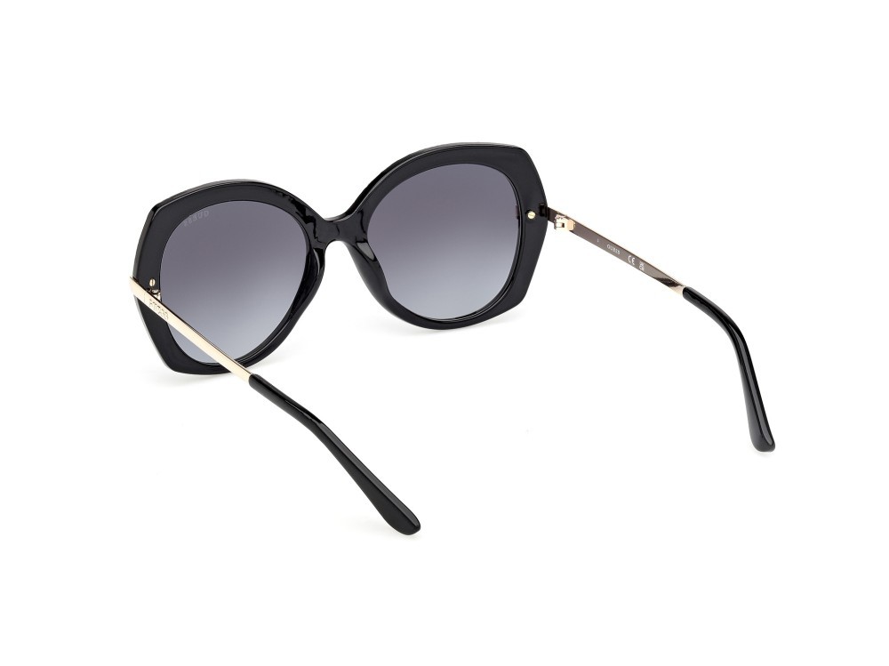Occhiali da sole Guess GU00215 (01B) colore nero lucido - oro pallido lucido forma rotondo lenti fumo grad.