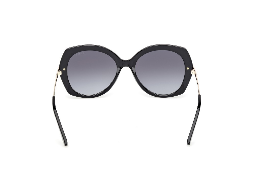 Occhiali da sole Guess GU00215 (01B) colore nero lucido - oro pallido lucido forma rotondo lenti fumo grad.