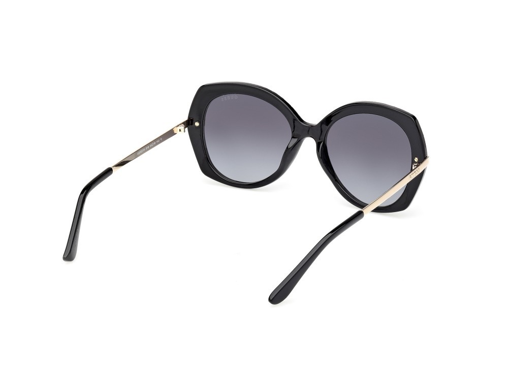 Occhiali da sole Guess GU00215 (01B) colore nero lucido - oro pallido lucido forma rotondo lenti fumo grad.