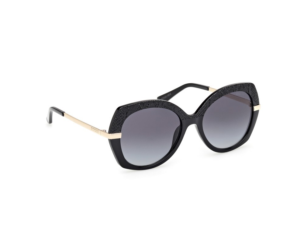 Occhiali da sole Guess GU00215 (01B) colore nero lucido - oro pallido lucido forma rotondo lenti fumo grad.