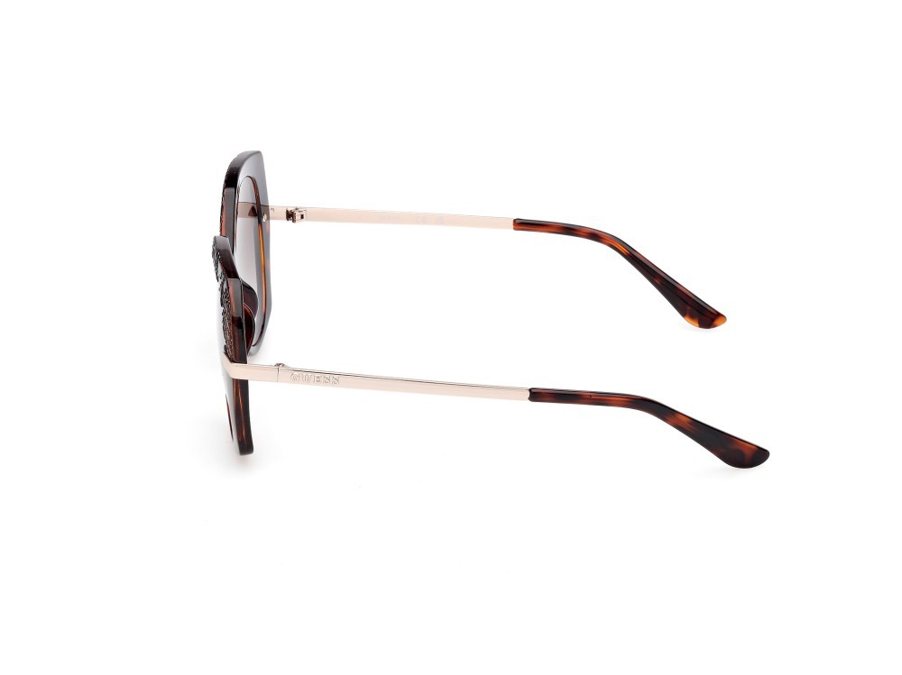 Occhiali da sole Guess GU00215 (52F) colore avana scura - oro pallido lucido forma rotondo lenti marrone sfumato
