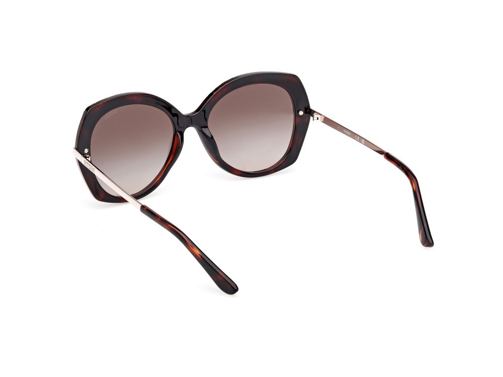 Occhiali da sole Guess GU00215 (52F) colore avana scura - oro pallido lucido forma rotondo lenti marrone sfumato