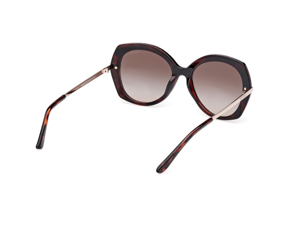 Occhiali da sole Guess GU00215 (52F) colore avana scura - oro pallido lucido forma rotondo lenti marrone sfumato