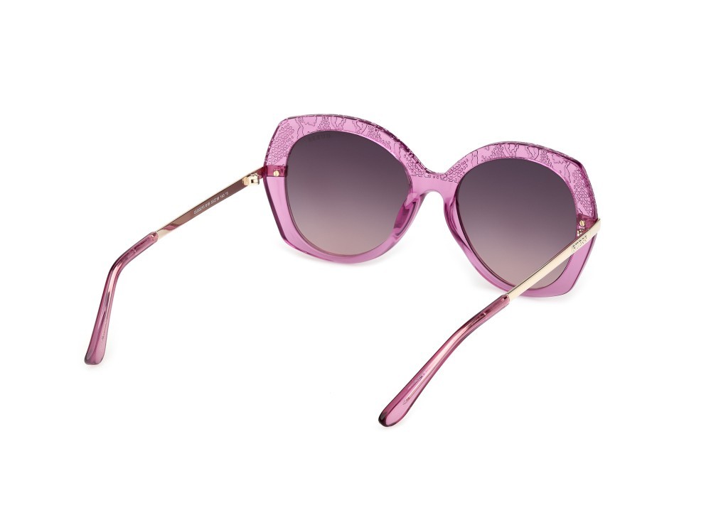Occhiali da sole Guess GU00215 (81B) colore viola lucido - oro pallido lucido forma rotondo lenti fumo grad.