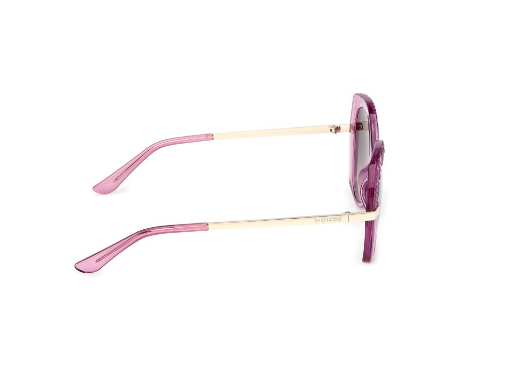 Occhiali da sole Guess GU00215 (81B) colore viola lucido - oro pallido lucido forma rotondo lenti fumo grad.