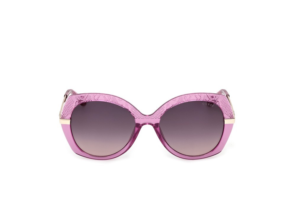 Occhiali da sole Guess GU00215 (81B) colore viola lucido - oro pallido lucido forma rotondo lenti fumo grad.
