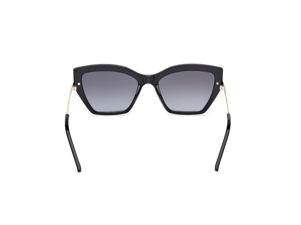 Occhiali da sole Guess GU00216 (01B) colore nero lucido - oro pallido lucido forma cat eye lenti fumo grad.