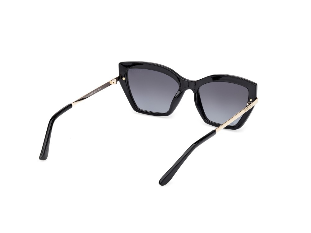 Occhiali da sole Guess GU00216 (01B) colore nero lucido - oro pallido lucido forma cat eye lenti fumo grad.