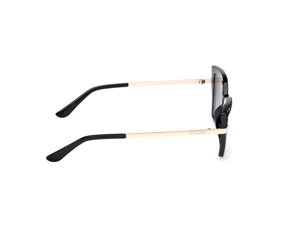 Occhiali da sole Guess GU00216 (01B) colore nero lucido - oro pallido lucido forma cat eye lenti fumo grad.