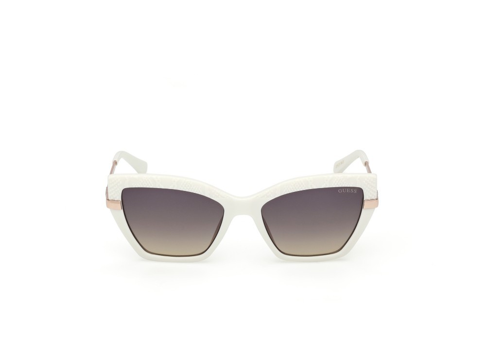 Occhiali da sole Guess GU00216 (21B) colore avorio lucido - oro pallido lucido forma cat eye lenti marrone sfumato