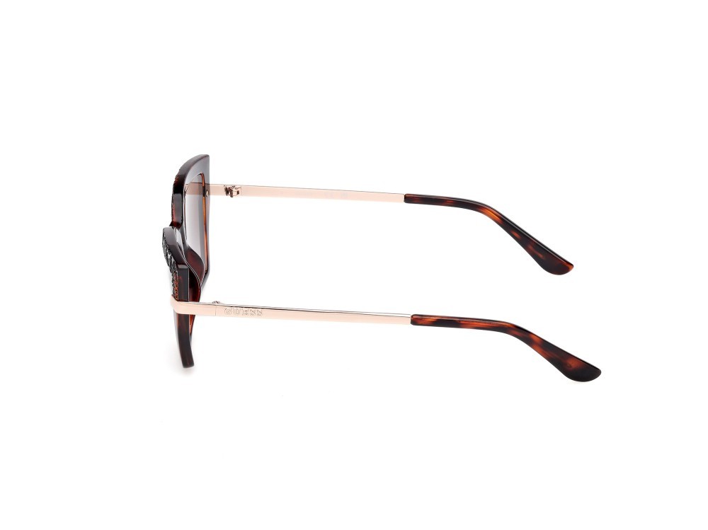Occhiali da sole Guess GU00216 (52F) colore avana scura - oro pallido lucido forma cat eye lenti marrone sfumato