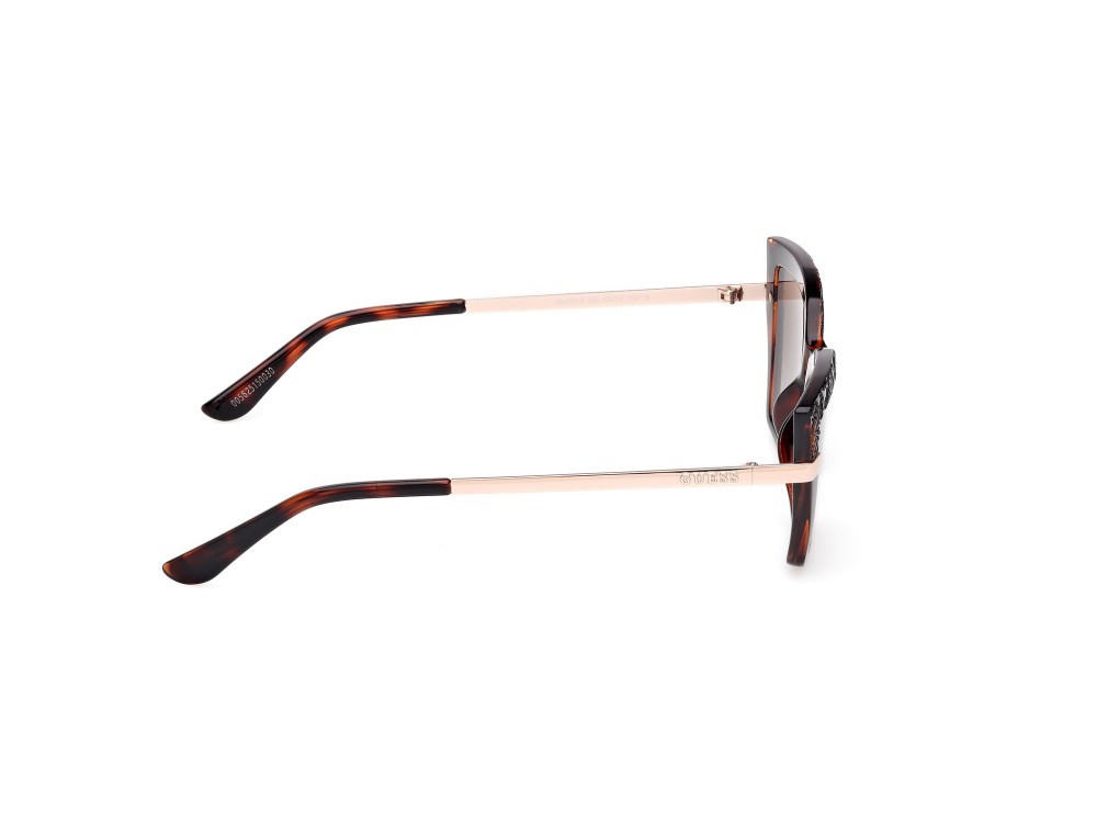 Occhiali da sole Guess GU00216 (52F) colore avana scura - oro pallido lucido forma cat eye lenti marrone sfumato