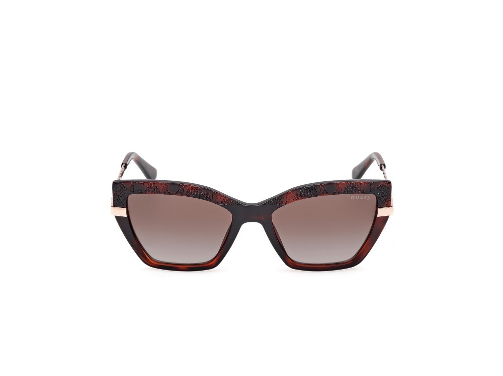Occhiali da sole Guess GU00216 (52F) colore avana scura - oro pallido lucido forma cat eye lenti marrone sfumato