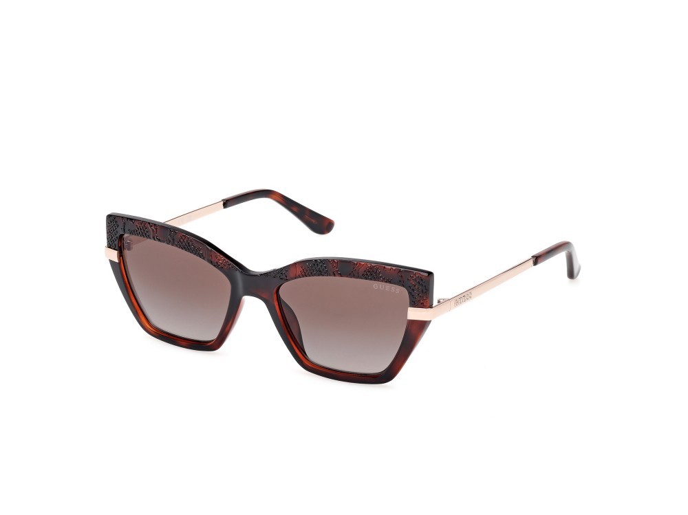 Occhiali da sole Guess GU00216 (52F) colore avana scura - oro pallido lucido forma cat eye lenti marrone sfumato