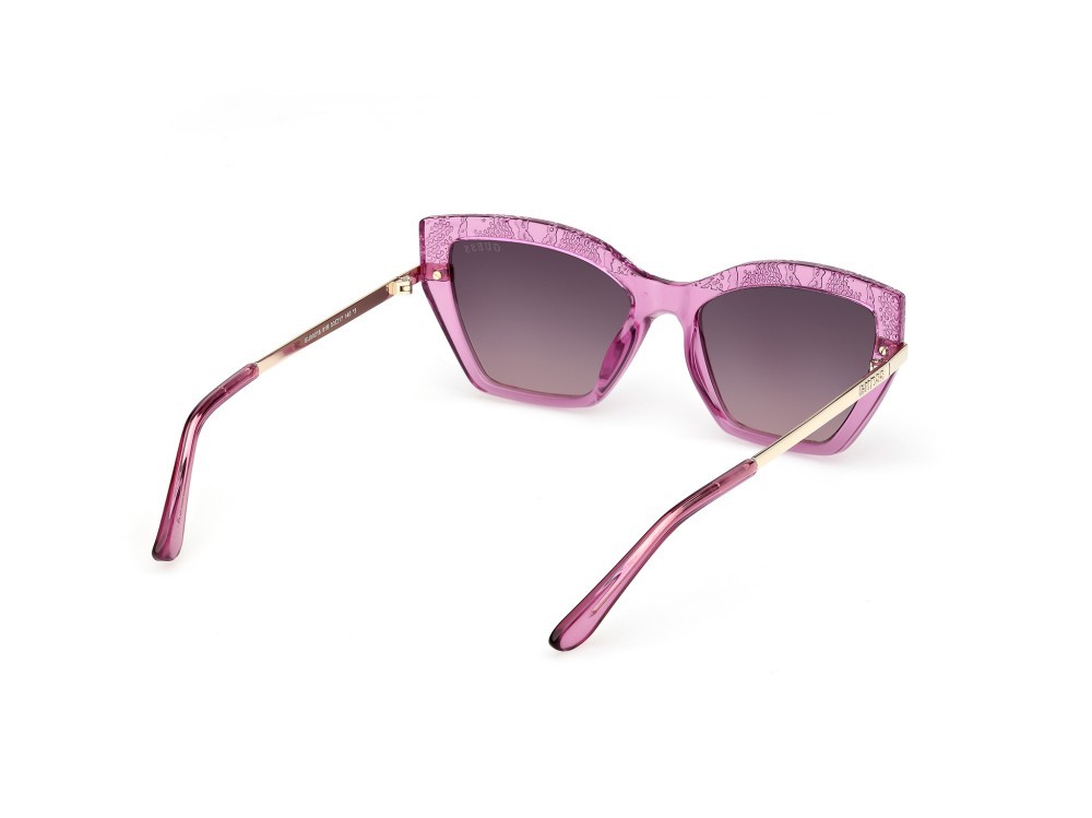 Occhiali da sole Guess GU00216 (81B) colore viola lucido  - oro pallido lucido forma cat eye lenti fumo grad.