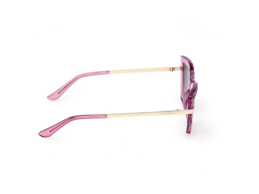Occhiali da sole Guess GU00216 (81B) colore viola lucido  - oro pallido lucido forma cat eye lenti fumo grad.