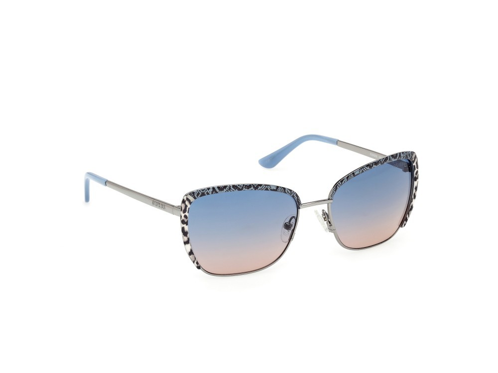 Occhiali da sole Guess GU00218 (10W) colore rutenio chiaro lucido forma quadrato lenti blu sfumato