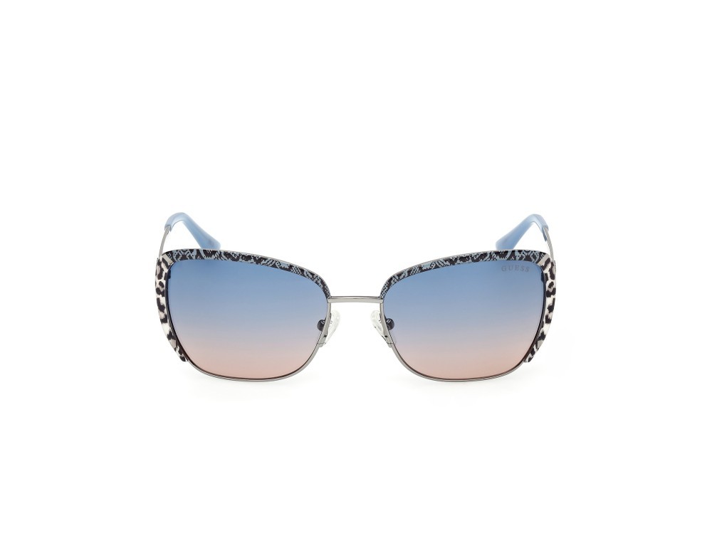 Occhiali da sole Guess GU00218 (10W) colore rutenio chiaro lucido forma quadrato lenti blu sfumato