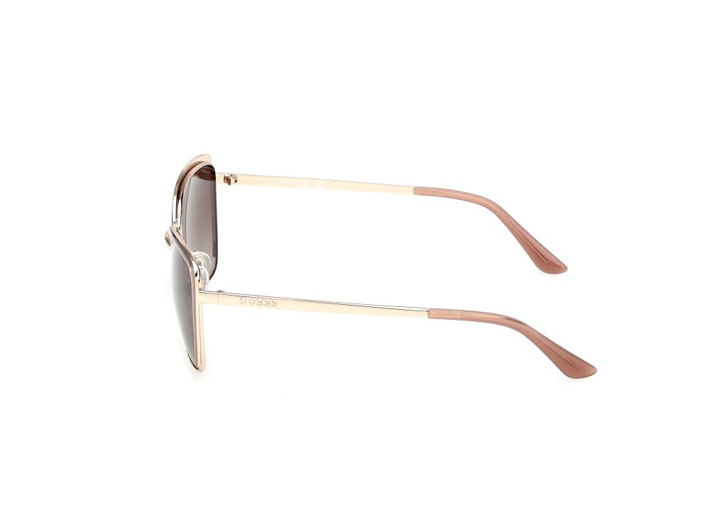 Occhiali da sole Guess GU00218 (59F) colore oro pallido lucido forma quadrato lenti marrone sfumato