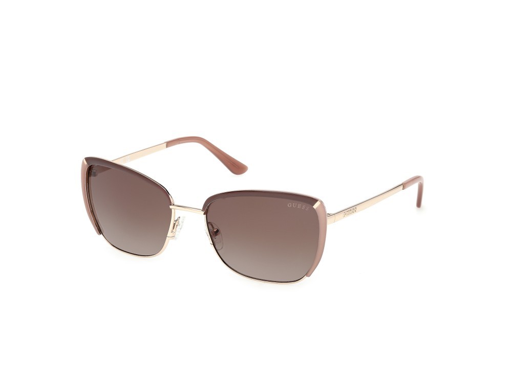Occhiali da sole Guess GU00218 (59F) colore oro pallido lucido forma quadrato lenti marrone sfumato