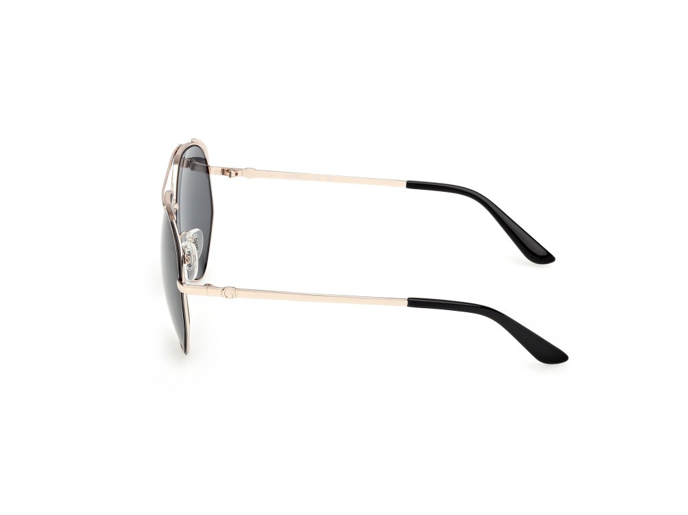 Occhiali da sole Guess GU00219 (02A) colore nero opaco - oro pallido lucido forma aviator lenti fumo