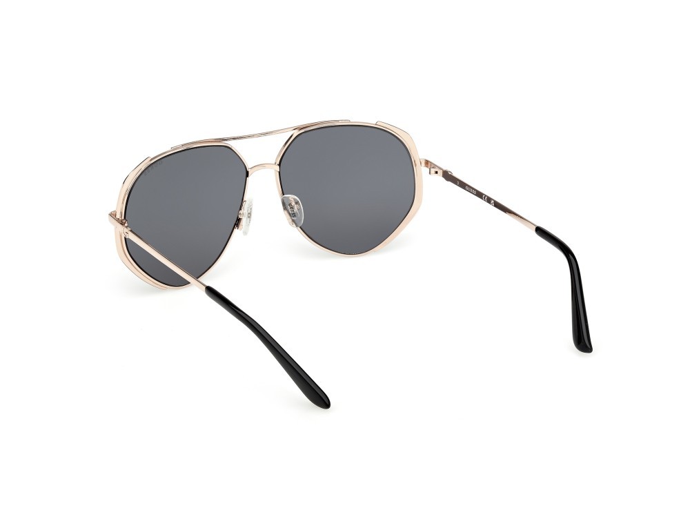 Occhiali da sole Guess GU00219 (02A) colore nero opaco - oro pallido lucido forma aviator lenti fumo