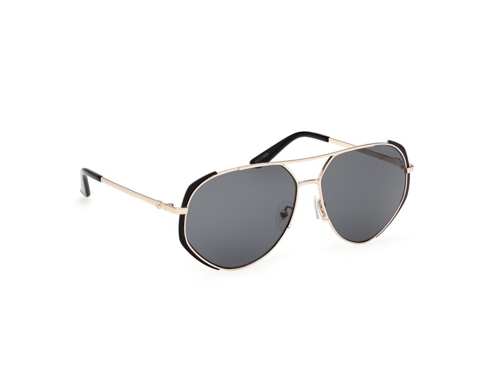 Occhiali da sole Guess GU00219 (02A) colore nero opaco - oro pallido lucido forma aviator lenti fumo