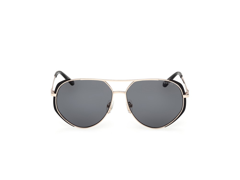 Occhiali da sole Guess GU00219 (02A) colore nero opaco - oro pallido lucido forma aviator lenti fumo
