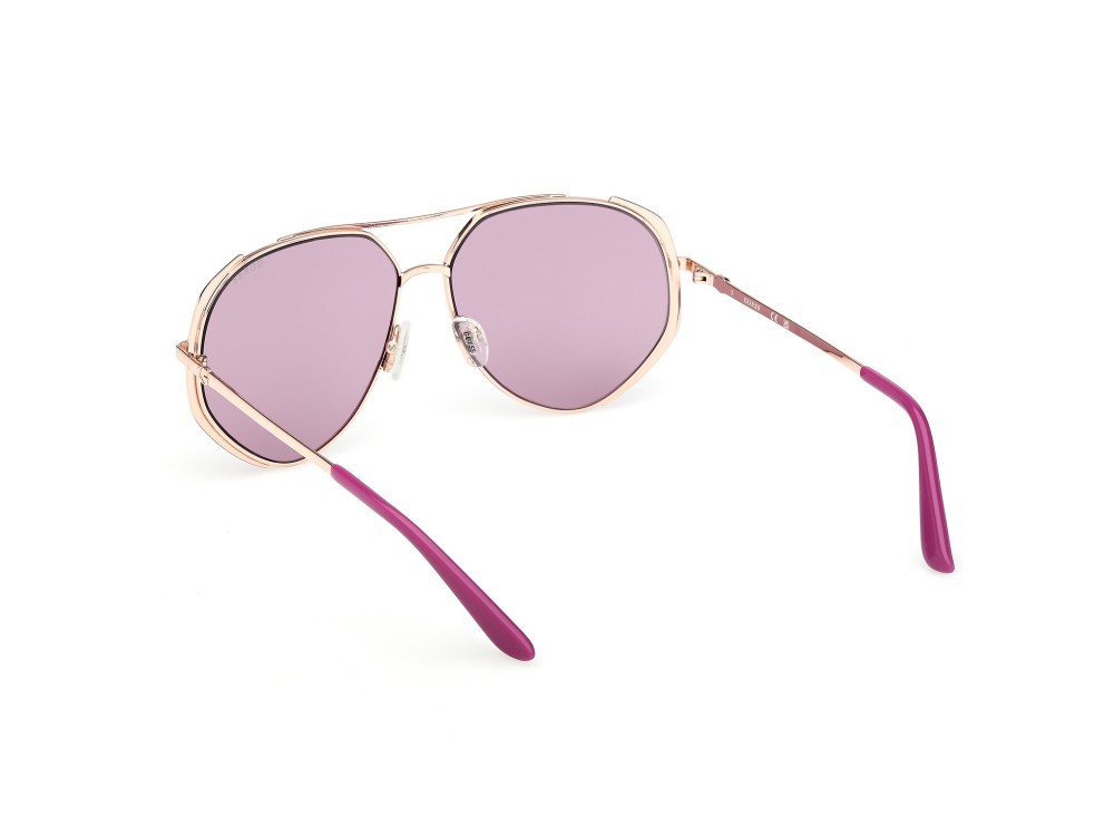 Occhiali da sole Guess GU00219 (82Y) colore viola opaco - oro rosé lucido forma aviator lenti viola
