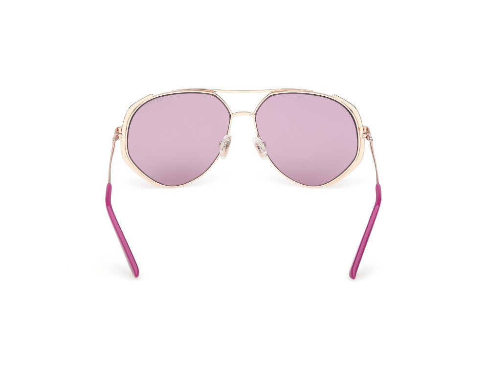 Occhiali da sole Guess GU00219 (82Y) colore viola opaco - oro rosé lucido forma aviator lenti viola
