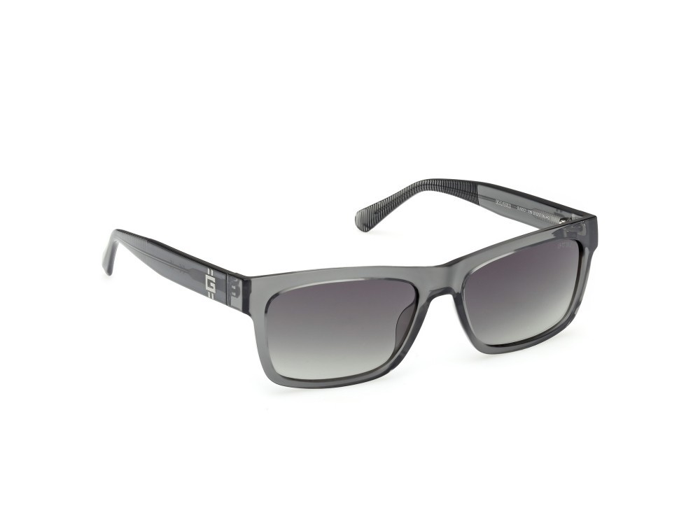 Occhiali da sole Guess GU00221 (20B) colore grigio lucido forma rettangolare lenti fumo grad.
