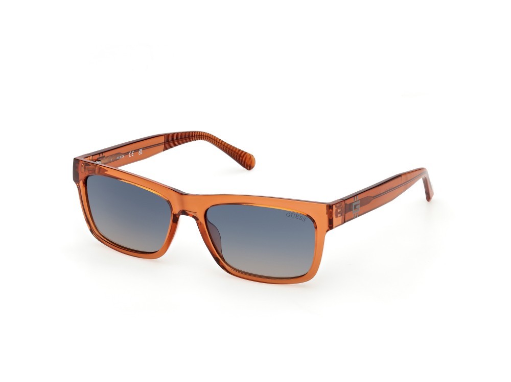 Sonnenbrillen Guess GU00221 (42X) farbe arancio scuro lucido form rechteckig gläser blu specchiato